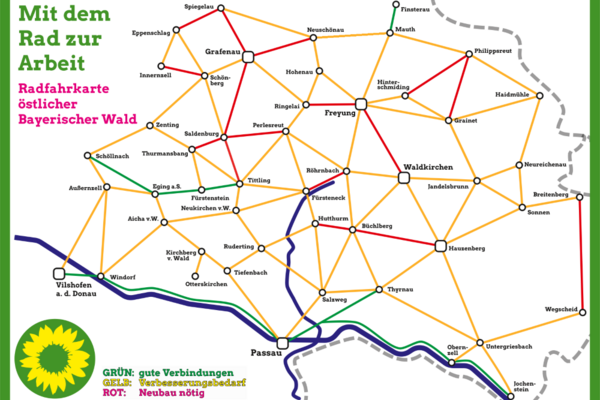 Fahrradkarte östlicher BayerWald für Pendler 